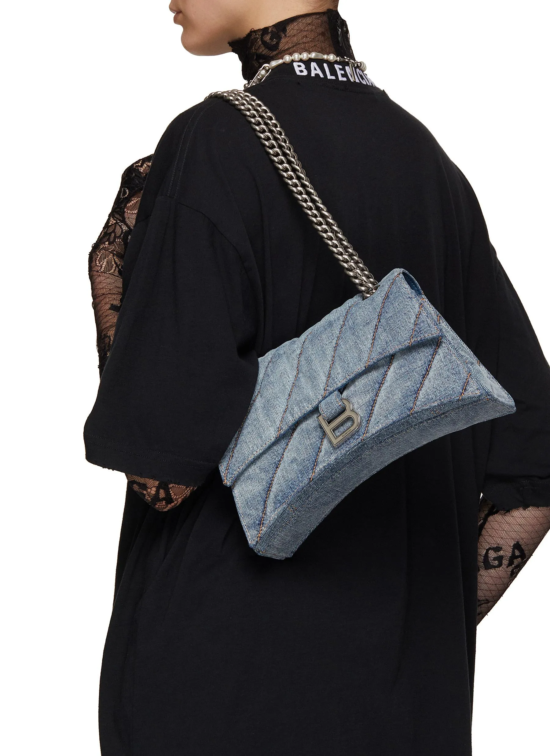 -----------BALENCIAGA  ---- ------------ ----Small Crush Denim Shoulder Bag --
