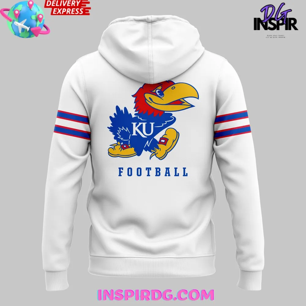 -Kansas Jayhawks Football KC 2024 White Hoodie