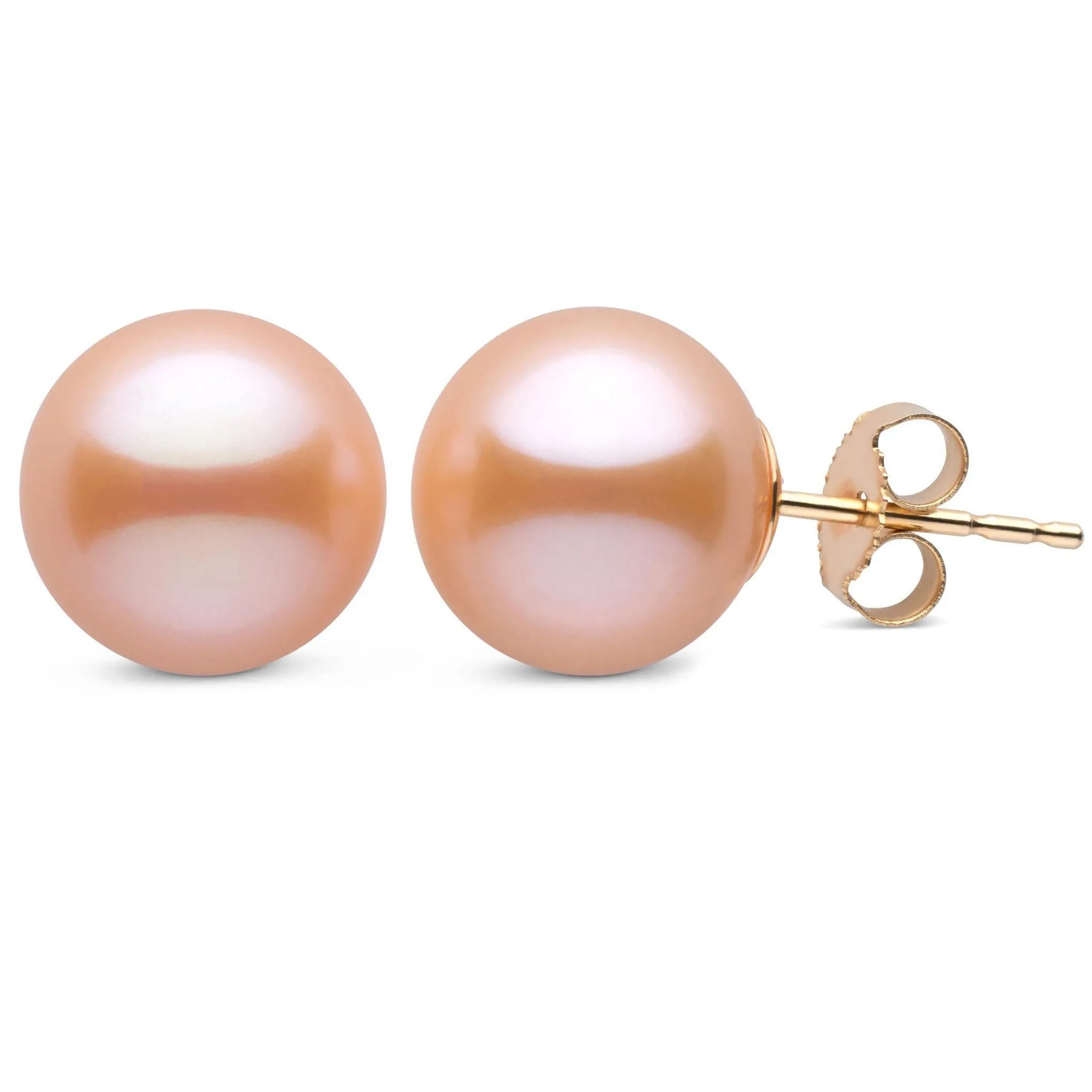 10.0-11.0 mm Pink to Peach Freshadama Freshwater Pearl Stud Earrings