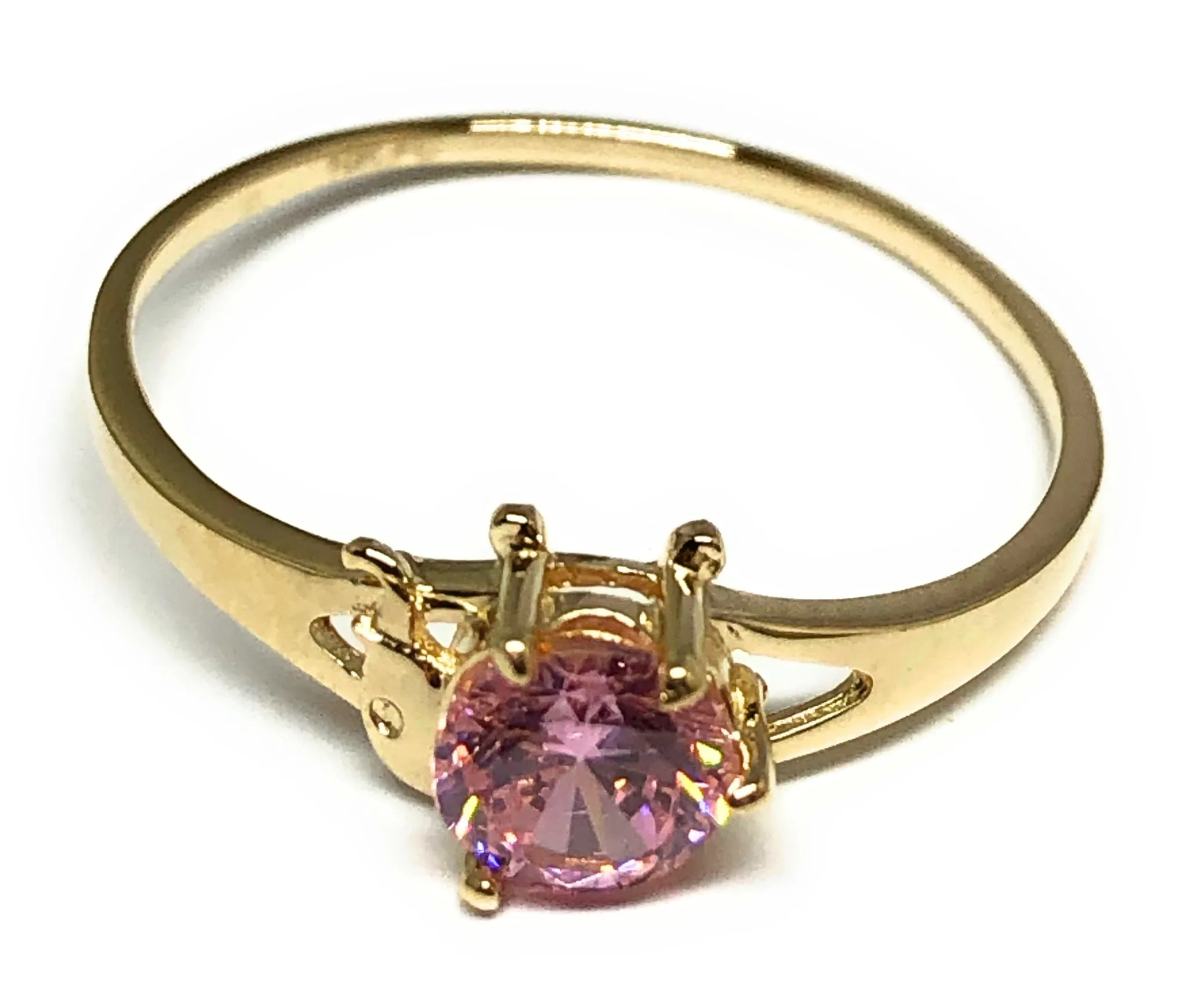 10k Solid Gold Yellow Gold Pink CZ Ring (FC 110)