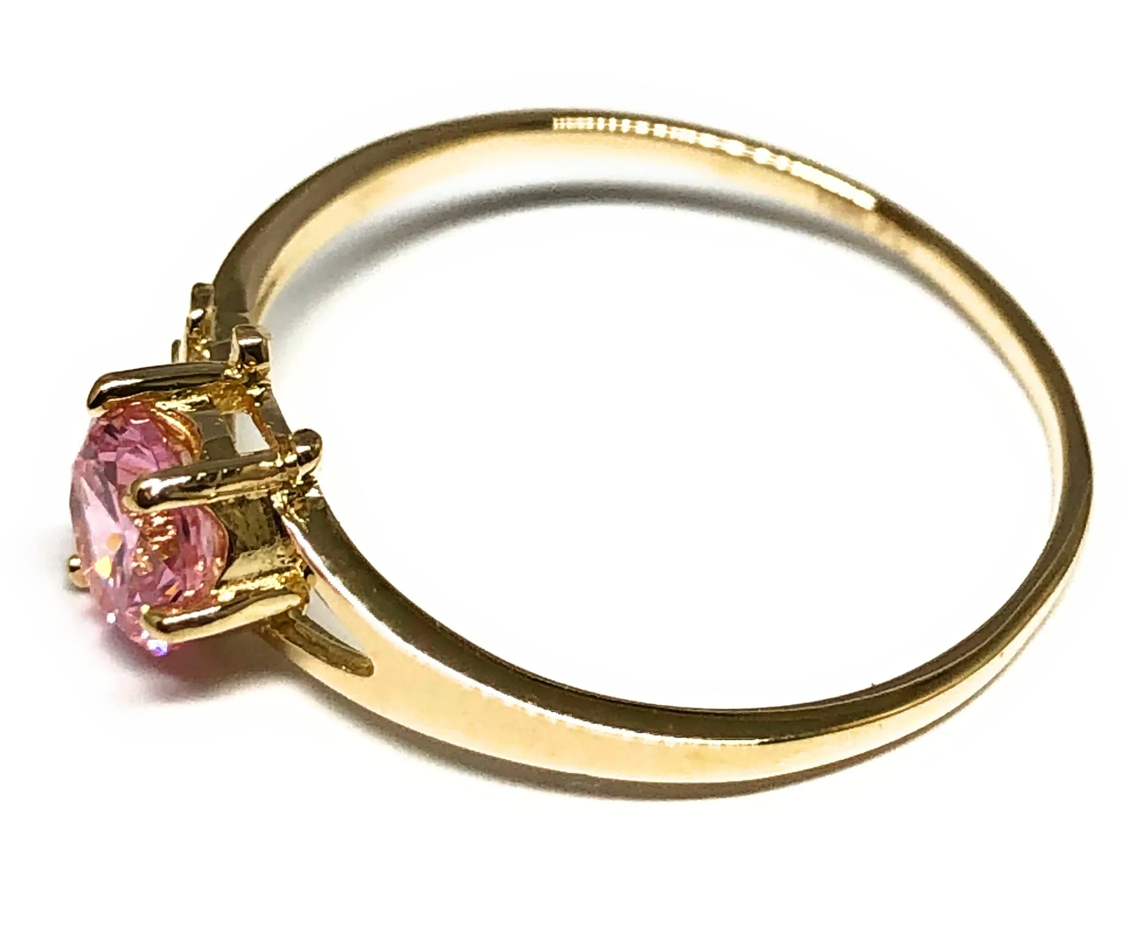 10k Solid Gold Yellow Gold Pink CZ Ring (FC 110)