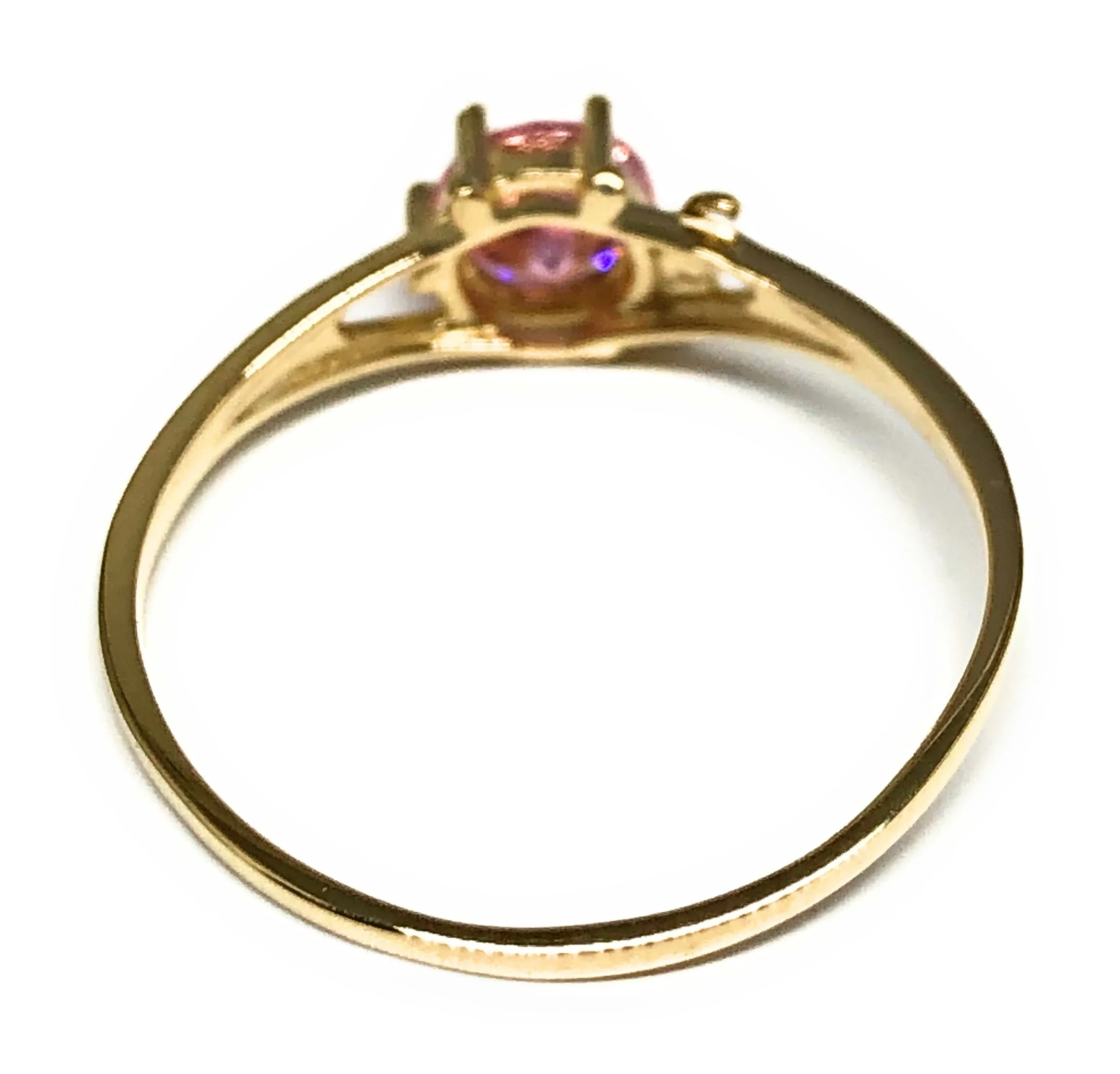 10k Solid Gold Yellow Gold Pink CZ Ring (FC 110)