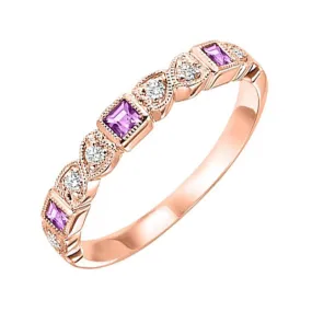 10KT ROSE GOLD DIAMOND (1/10CTW) & PINK SAPPHIRE (1/5 CTW) RING