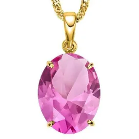 1/2 CT CREATED PINK SAPPHIRE 10KT SOLID GOLD PENDANT