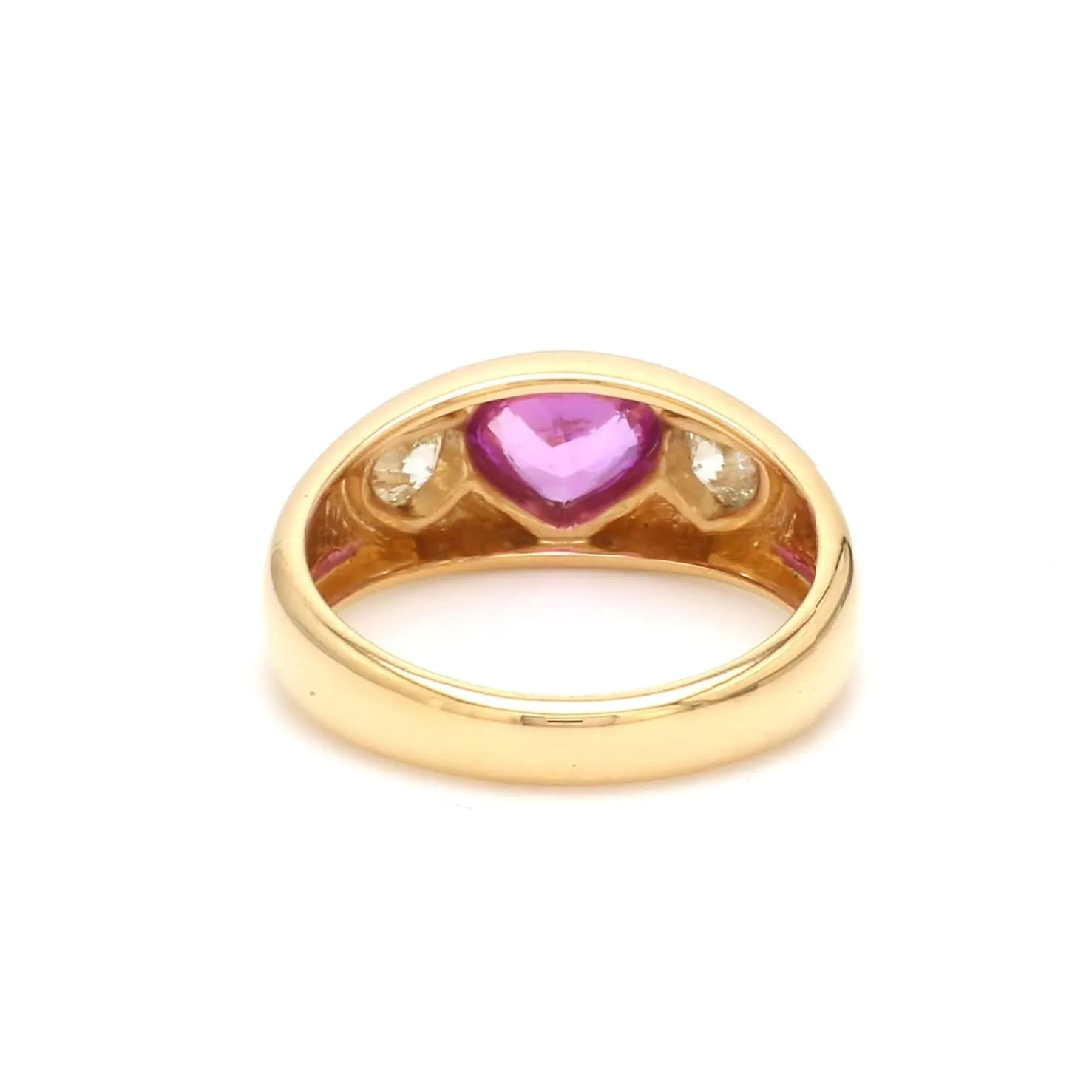 14K & 18K Gold Heart Pink Sapphire & Diamond Dome Ring