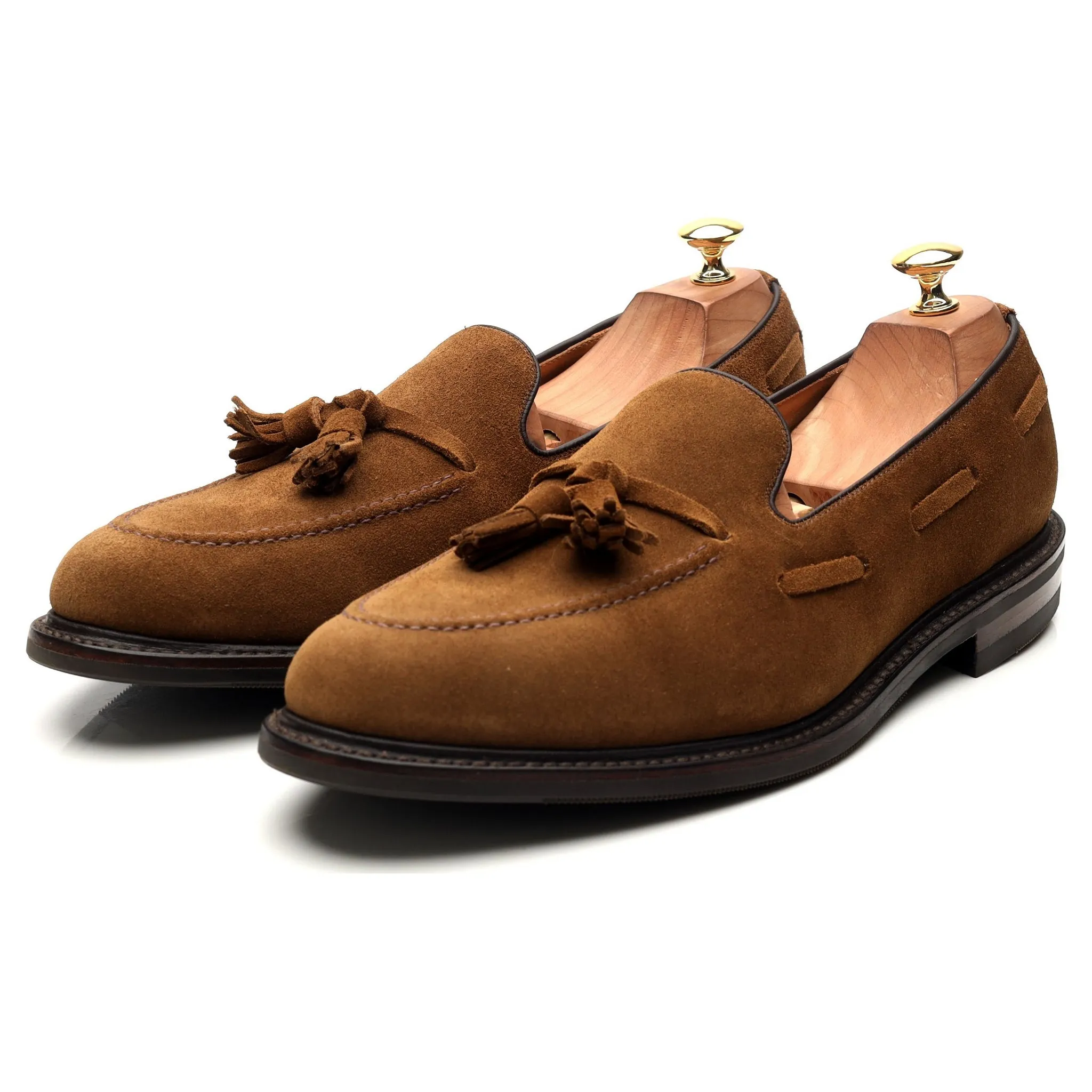 1880 'Nottingham' Brown Suede Tassel Loafers UK 10.5 F