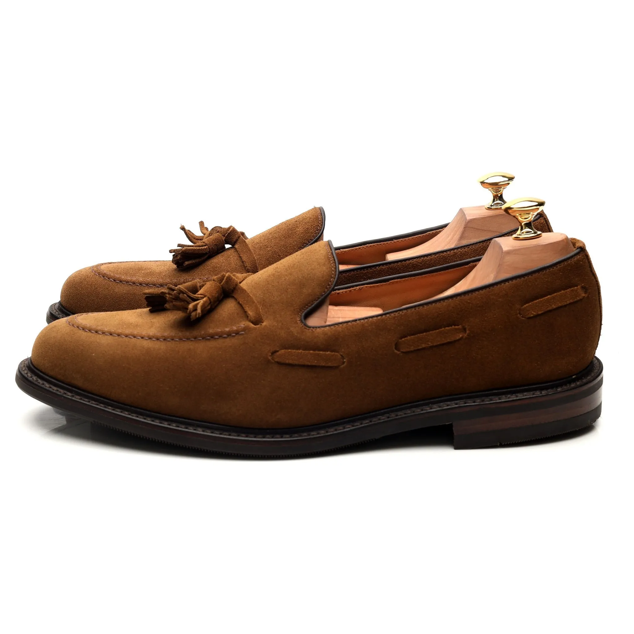 1880 'Nottingham' Brown Suede Tassel Loafers UK 10.5 F