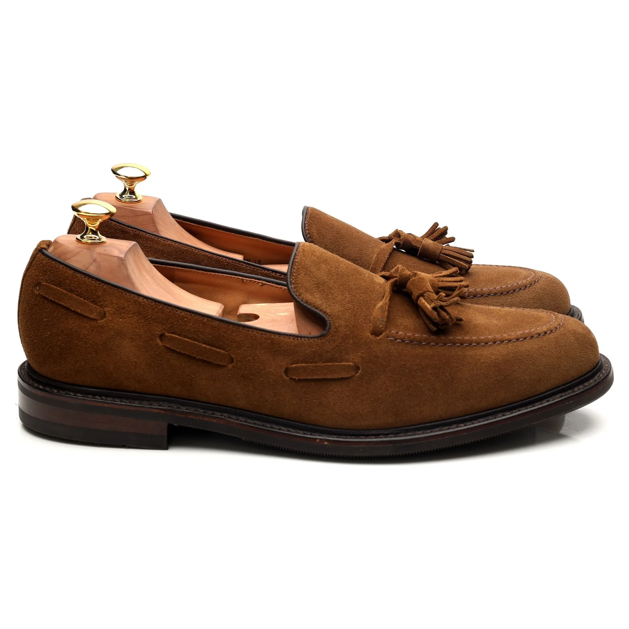 1880 'Nottingham' Brown Suede Tassel Loafers UK 10.5 F