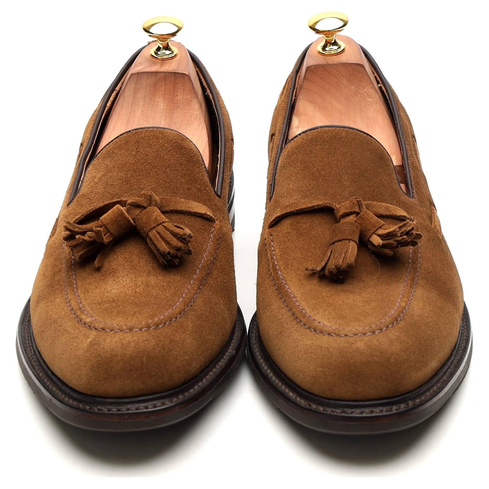 1880 'Nottingham' Brown Suede Tassel Loafers UK 10.5 F