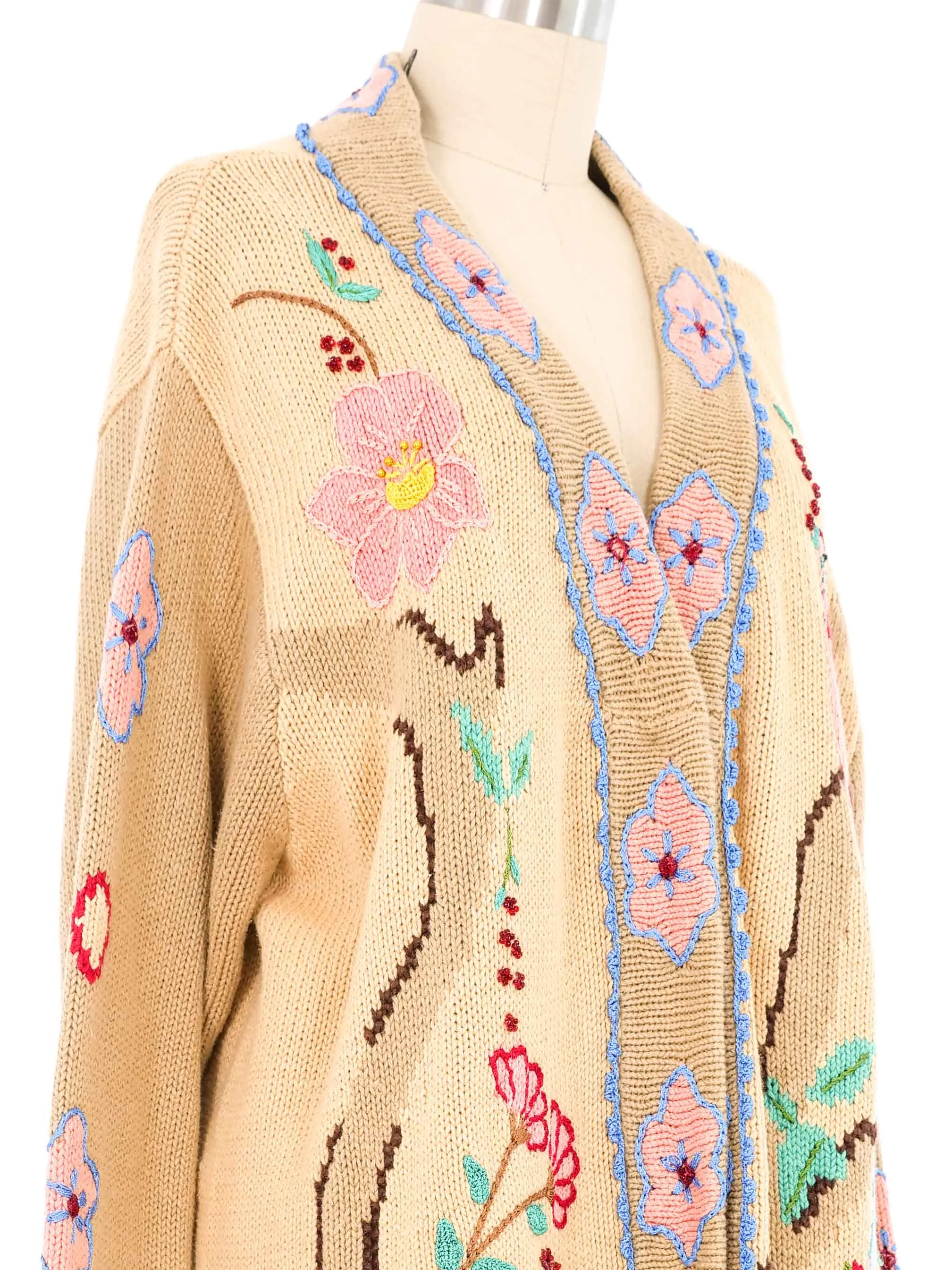 1990s Embroidered Peacock Cardigan