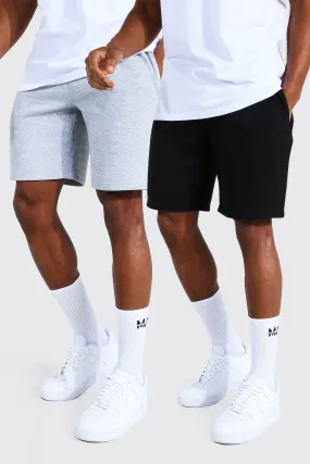 2 Pack Mid Length Regular Jersey Shorts