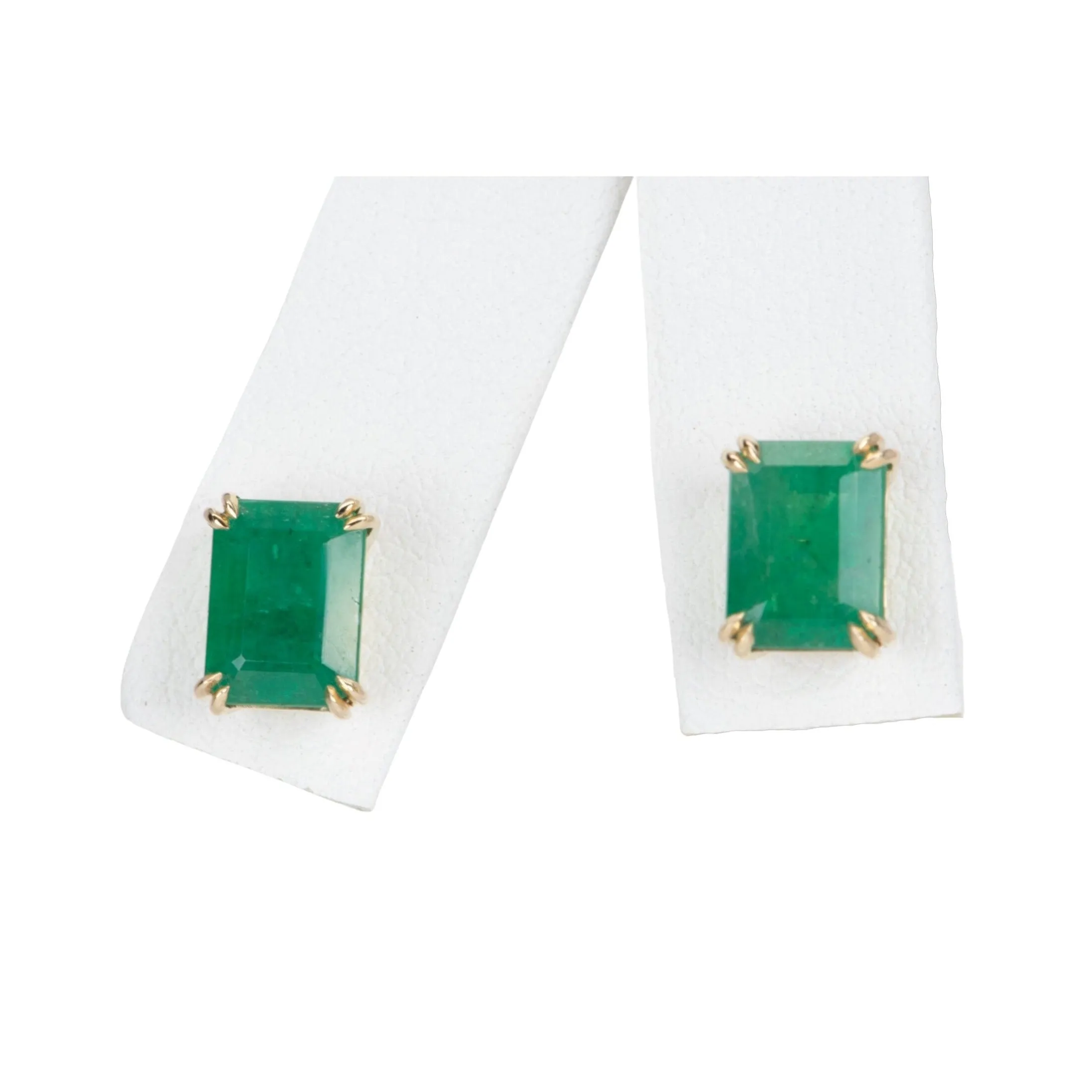 3.33ct Rich Green Emerald Stud Earrings 14K Gold R3142