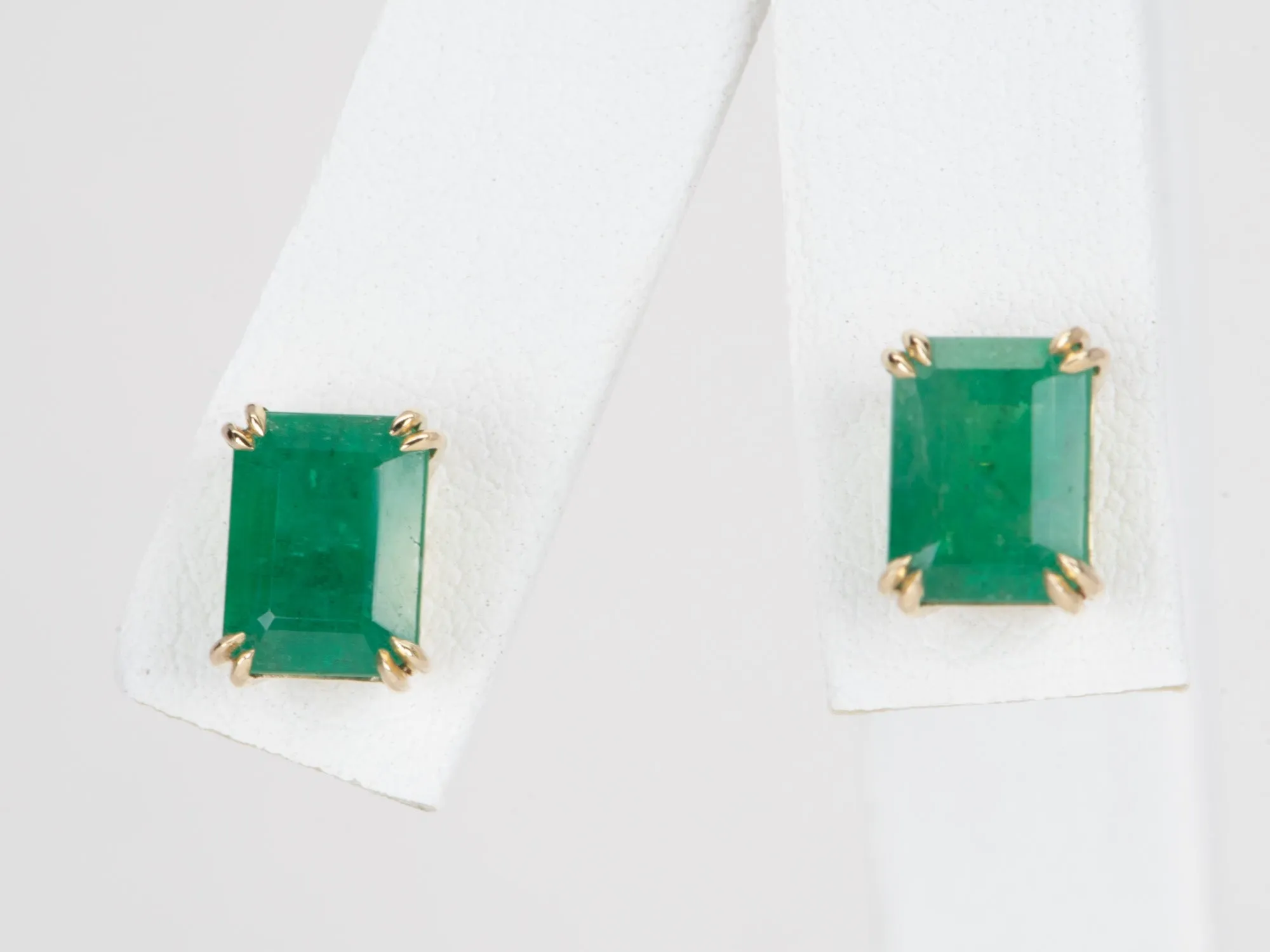 3.33ct Rich Green Emerald Stud Earrings 14K Gold R3142