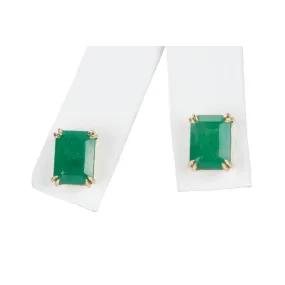 3.33ct Rich Green Emerald Stud Earrings 14K Gold R3142