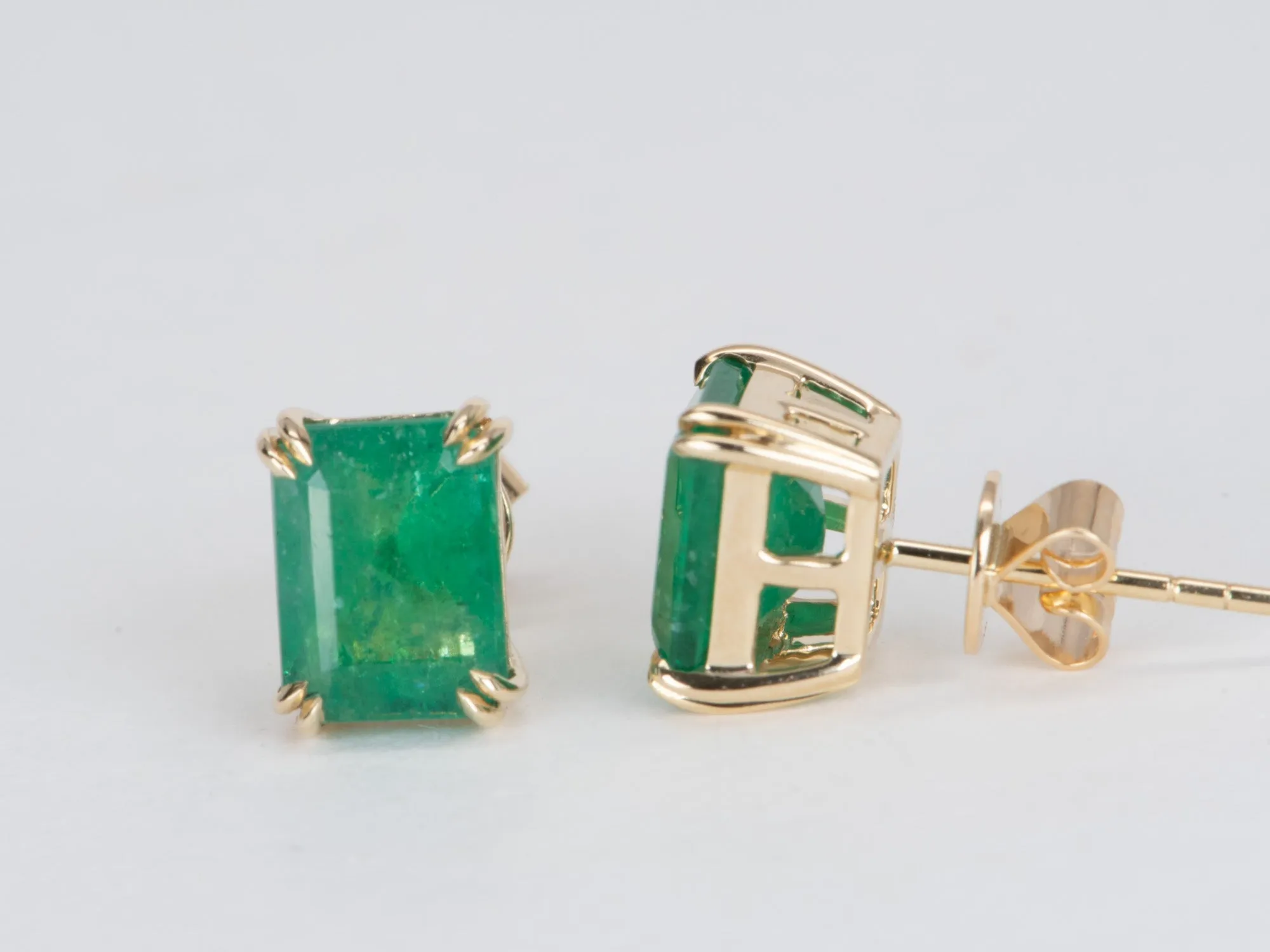 3.33ct Rich Green Emerald Stud Earrings 14K Gold R3142