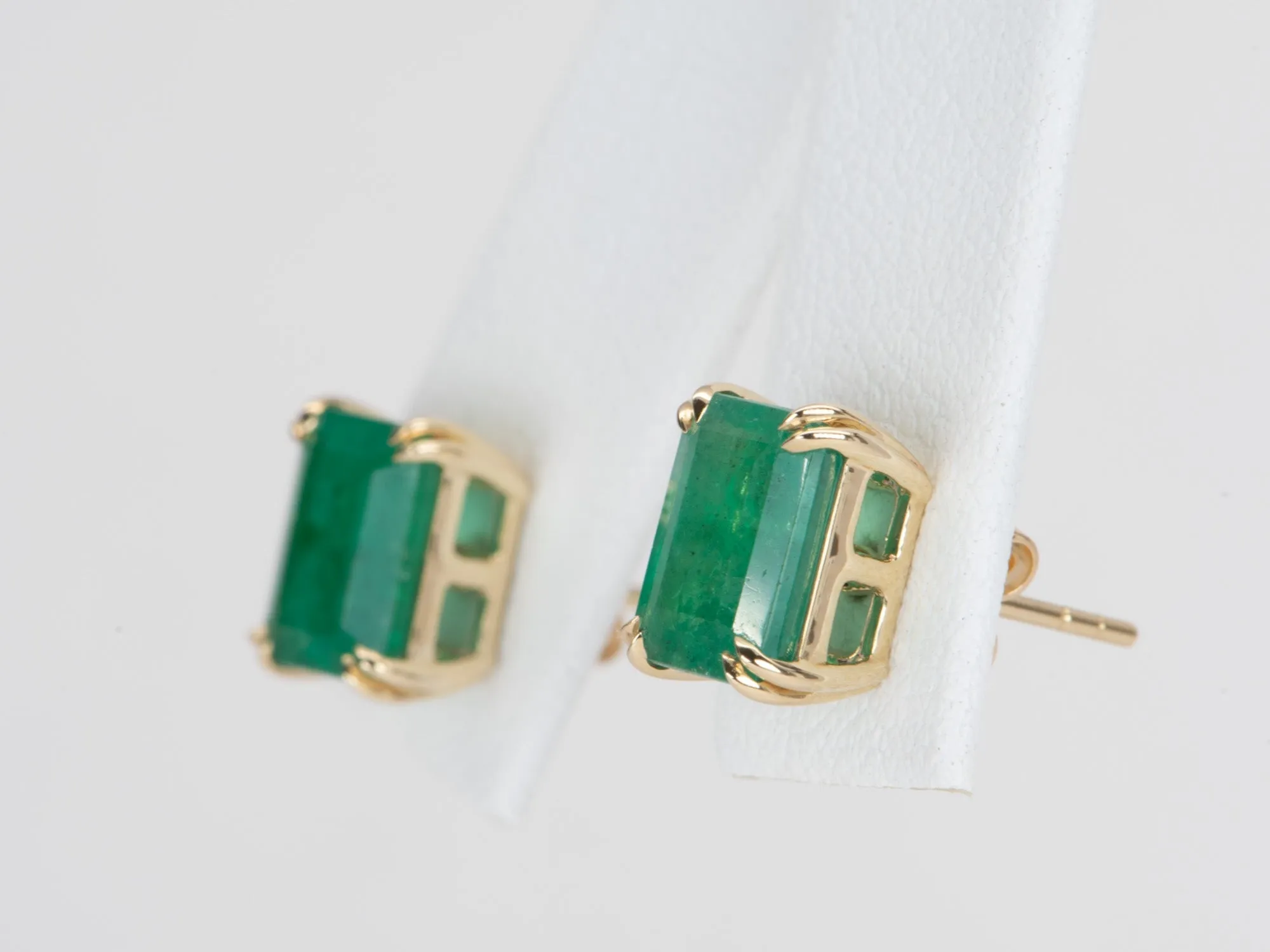 3.33ct Rich Green Emerald Stud Earrings 14K Gold R3142