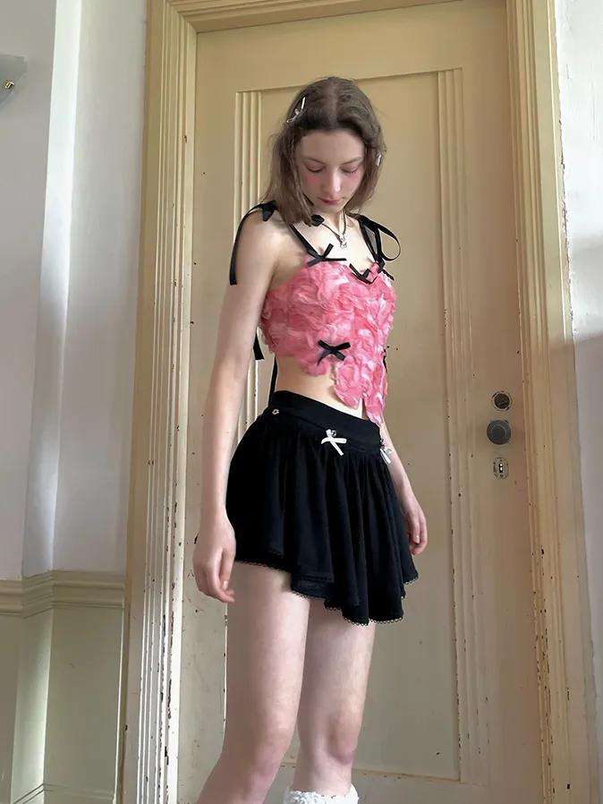 3D Flower Bowknot Strappy Vest
