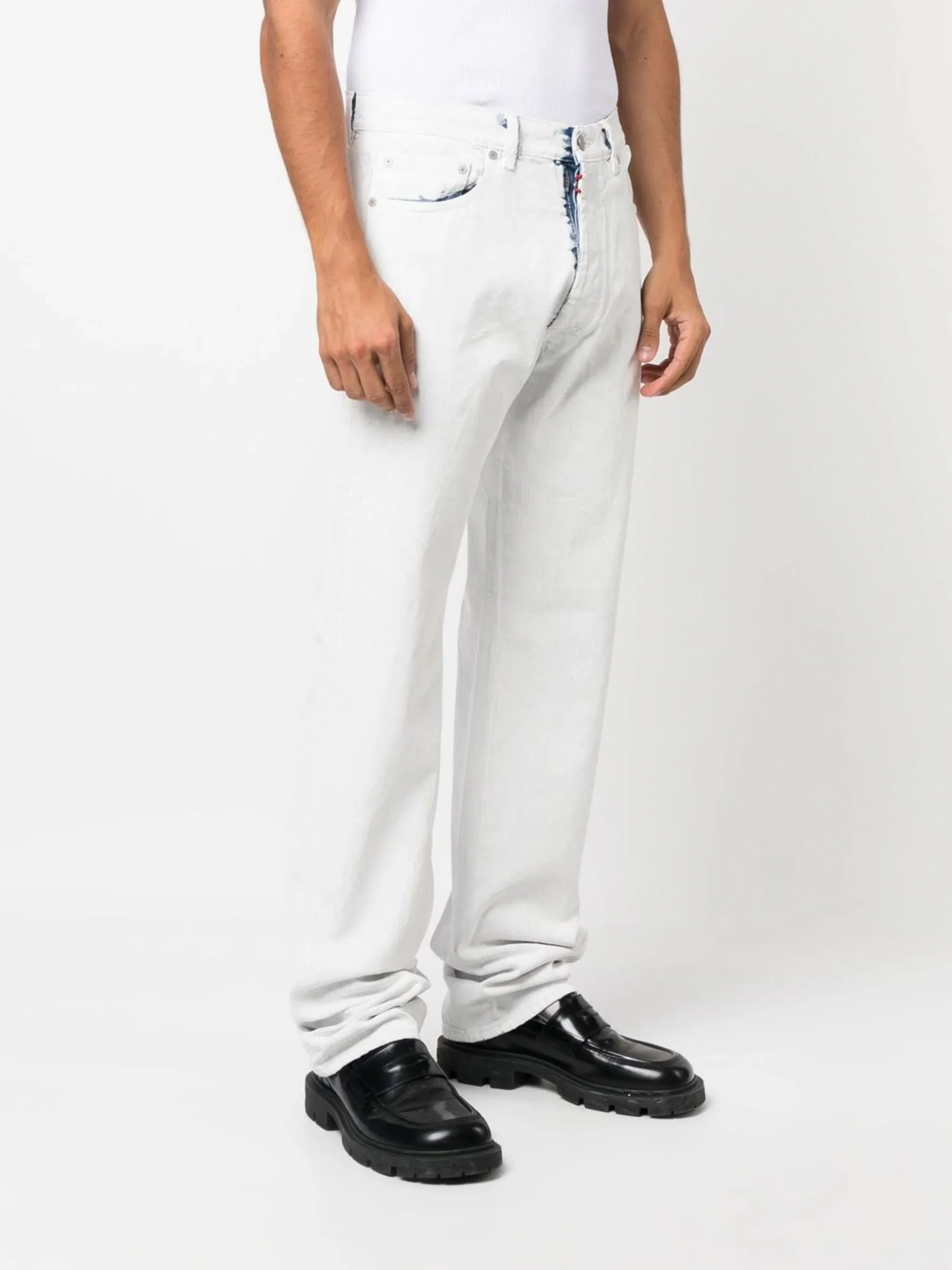 5 pockets painted-design straight-leg jeans