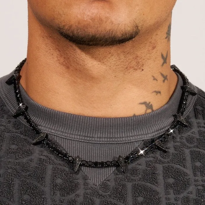 5mm PAVE SPIKE TENNIS CHAIN - BLACK