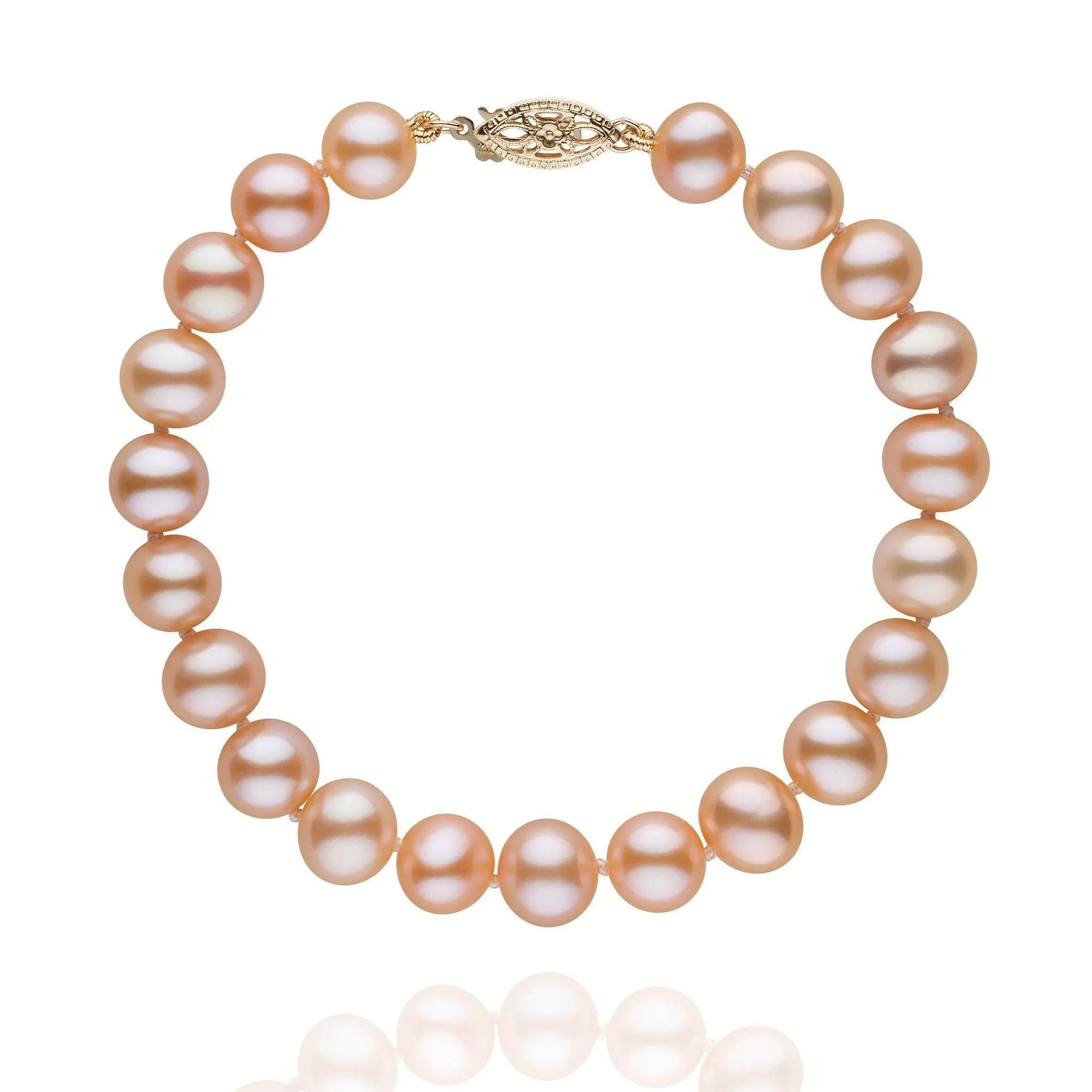 7.5-8.0 mm Pink to Peach Freshwater AA+ Pearl Bracelet