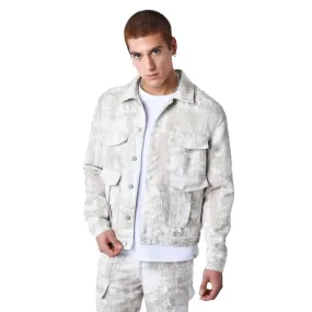 Abstract Canvas Pocket Jacket