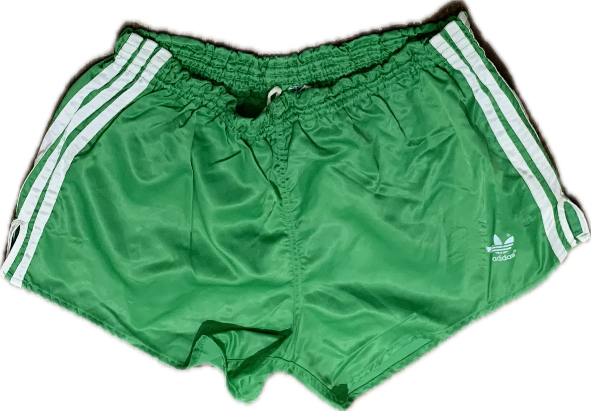 Adidas satin football green shorts Large