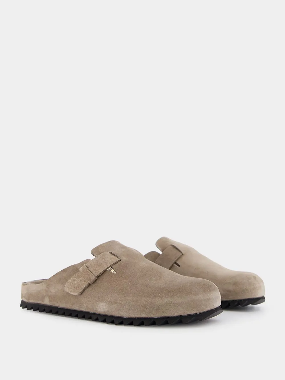 Agorà Taupe Suede Leather Slippers