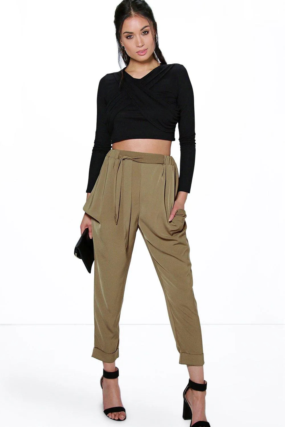 Alani Turn Up Tie Waist Cargo Pants