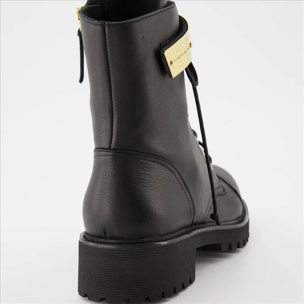 Alexa Black Leather Ankle Boots
