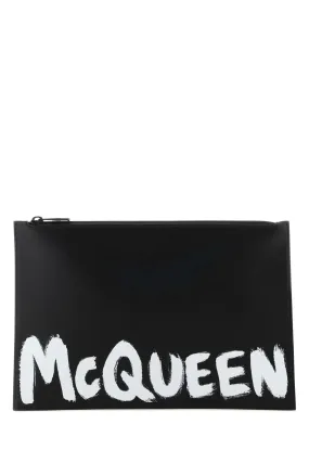 Alexander Mcqueen Black Leather Clutch