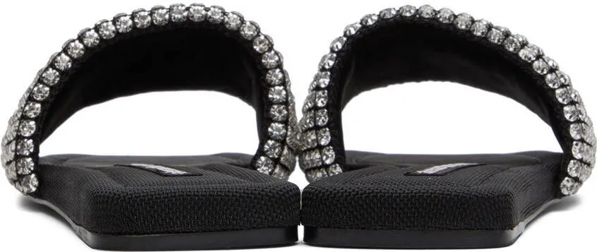 Alexander Wang Black Crystal Anya Flat Sandals