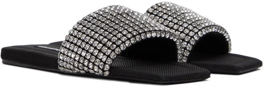 Alexander Wang Black Crystal Anya Flat Sandals