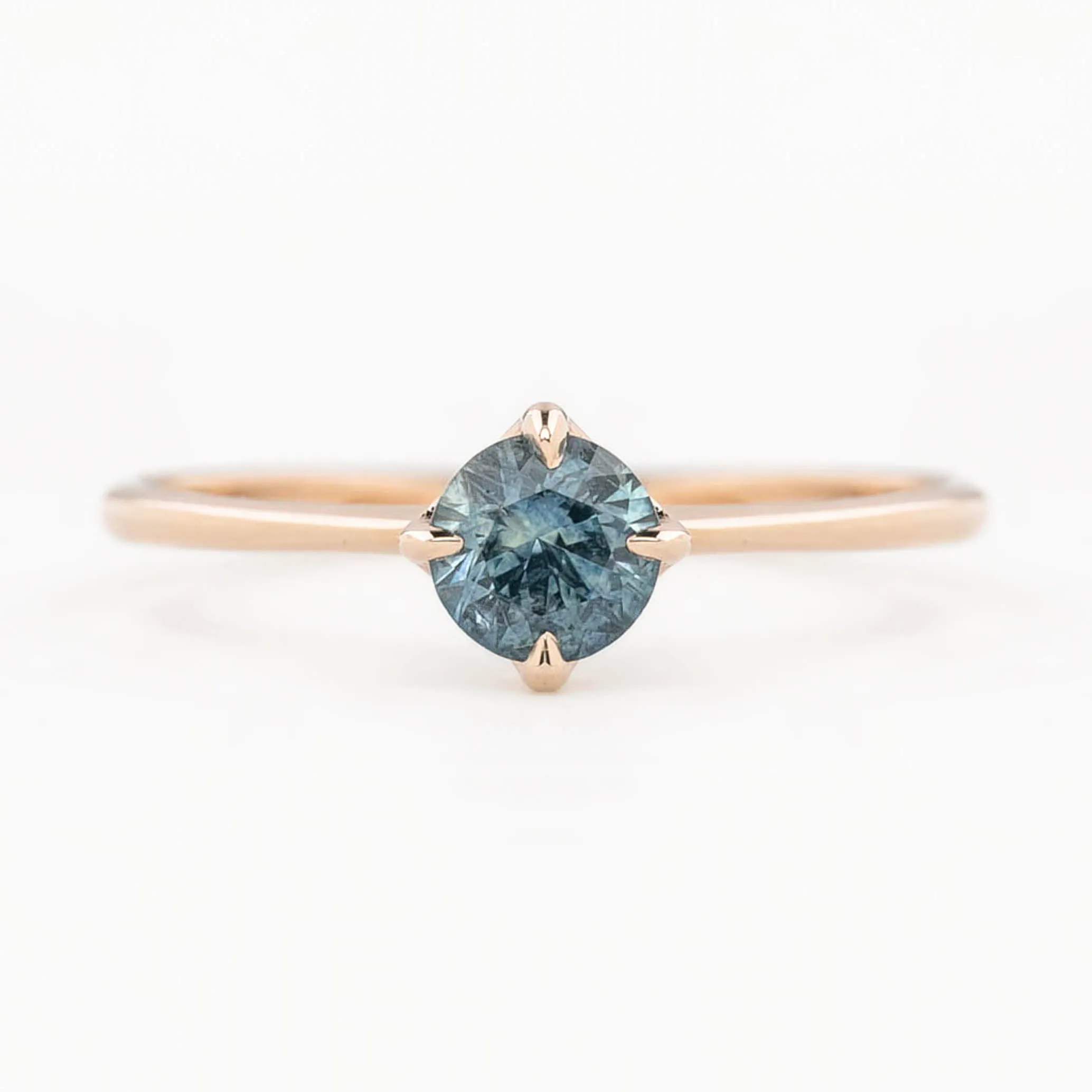 Alice Ring 0.56ct Blue Green Montana Sapphire, 14K Rose Gold (One of a kind)