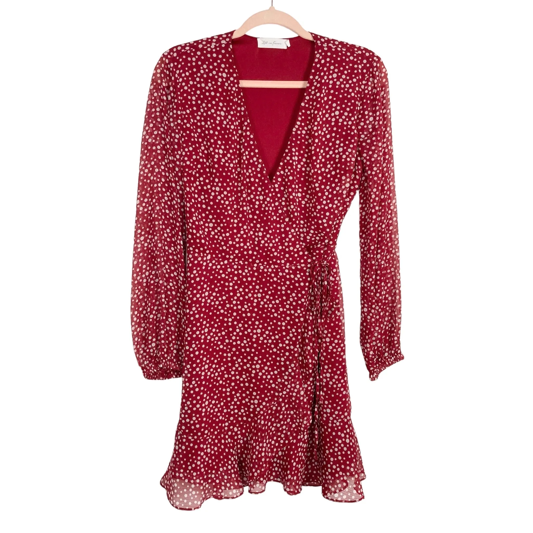 All in Favor Red Polka Dot Wrap Dress- Size S