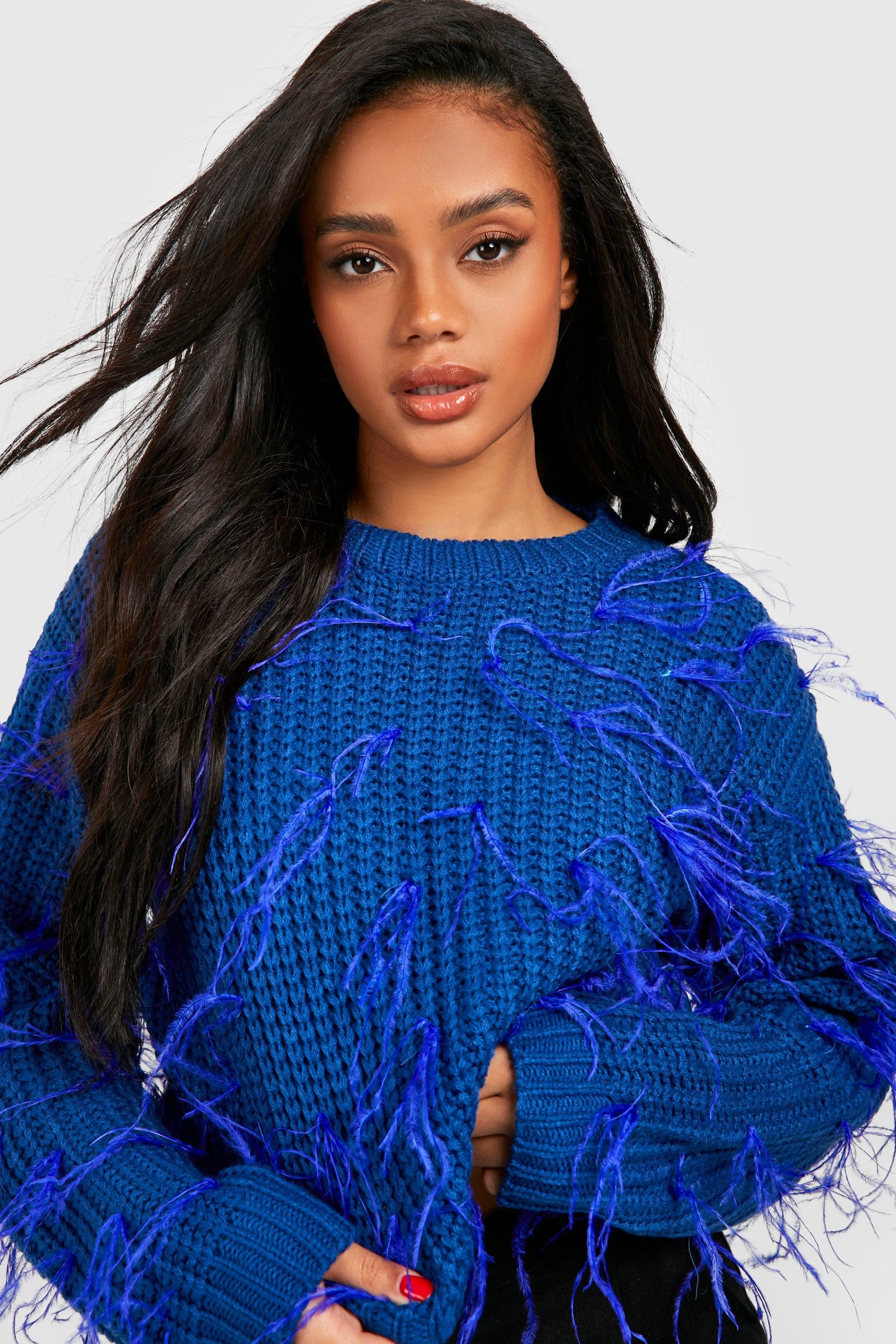 All Over Feather Trim Sweater