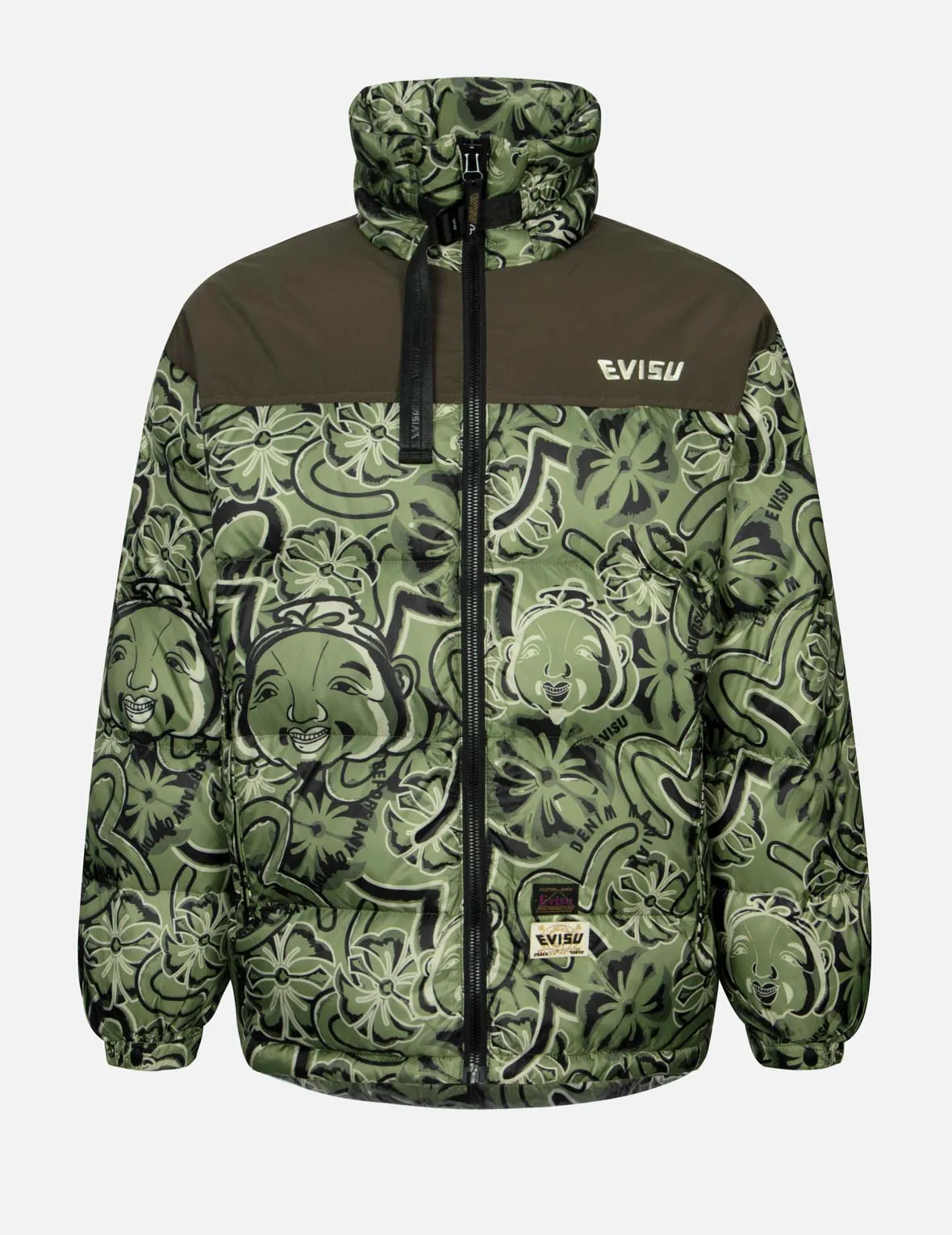 Allover Godhead and Kamon Daicock Print Loose Fit Down Jacket