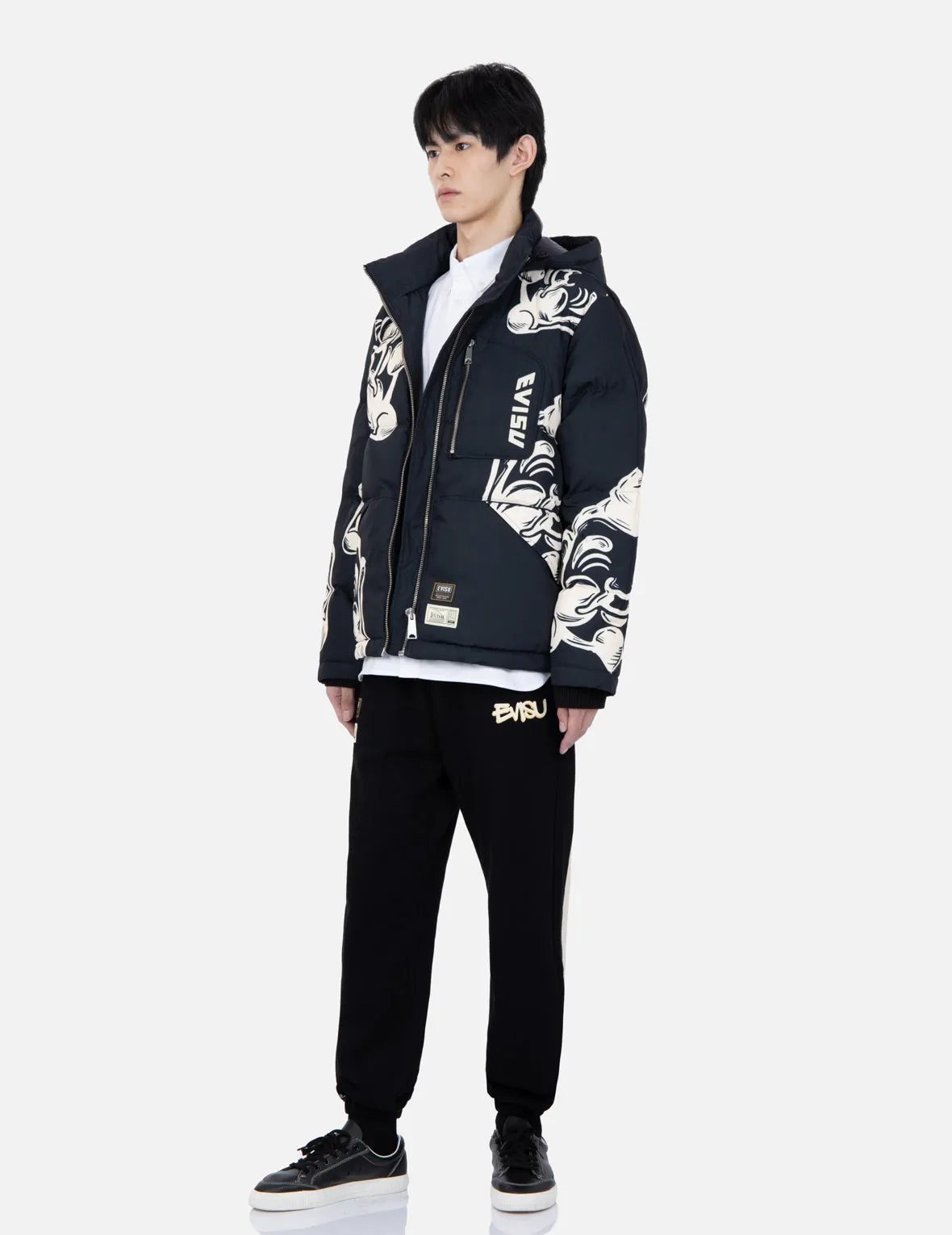 Allover Godhead Print Down Jacket