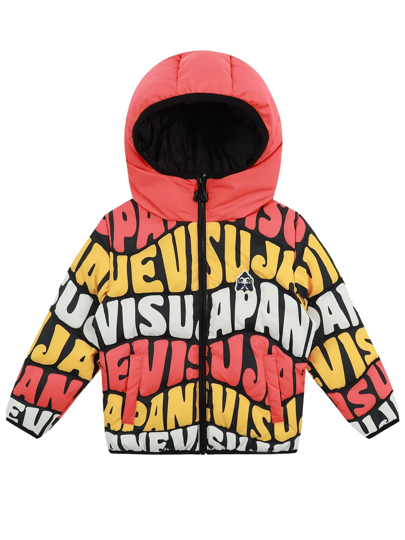 Allover Wavey Logo Print Down Jacket