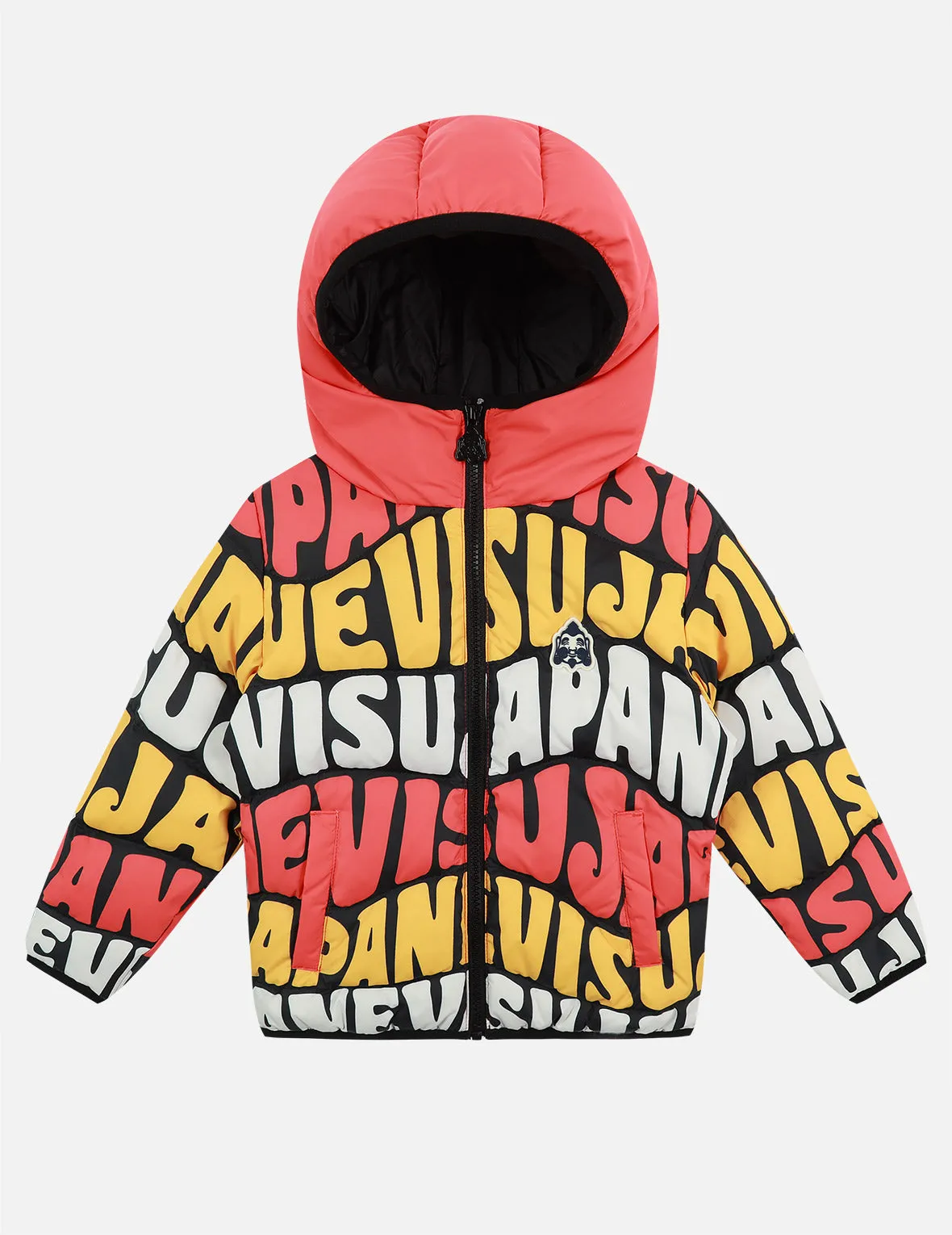 Allover Wavey Logo Print Down Jacket