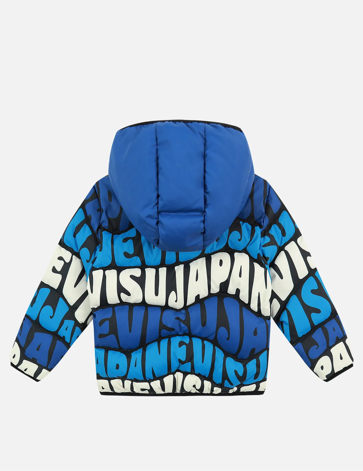 Allover Wavey Logo Print Down Jacket