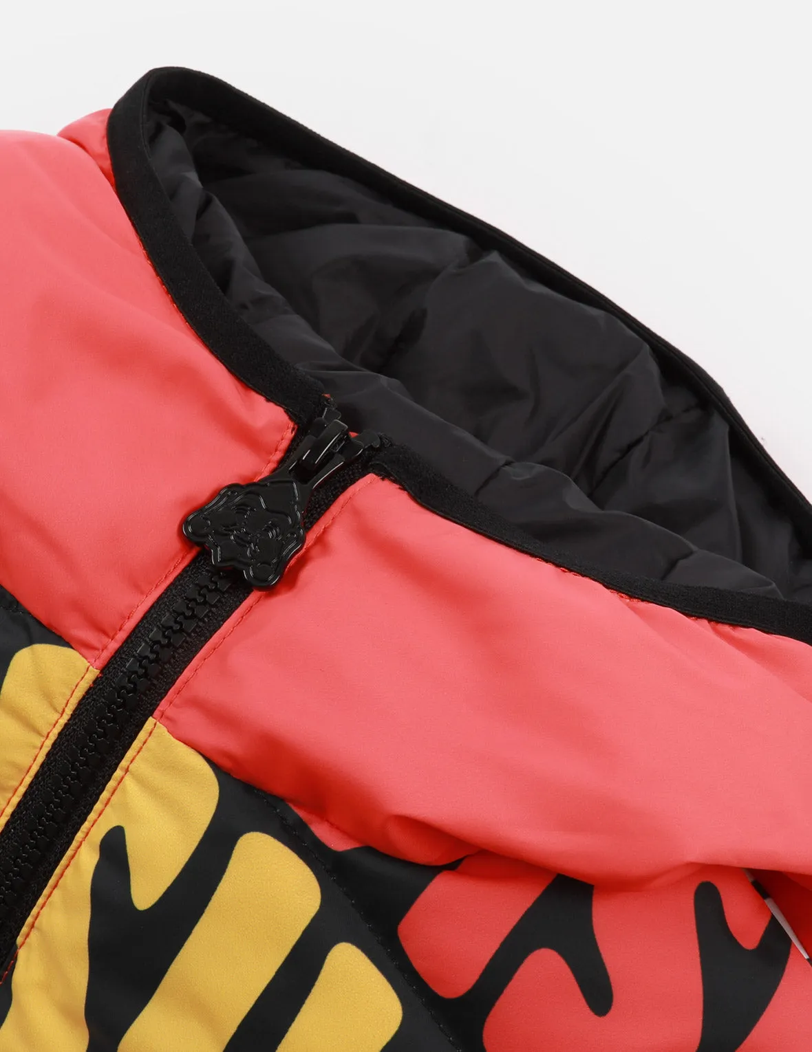 Allover Wavey Logo Print Down Jacket