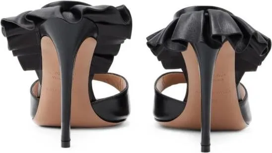 Andrea Wazen Rouches 105mm leather mules Black