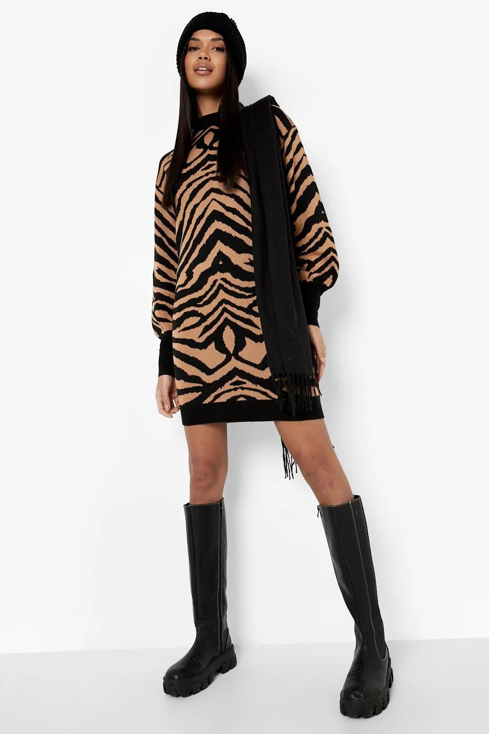 Animal Print Sweater Dress