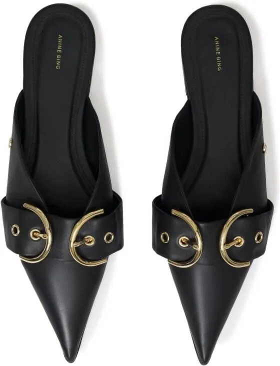 ANINE BING Zoe buckle-detail mules Black