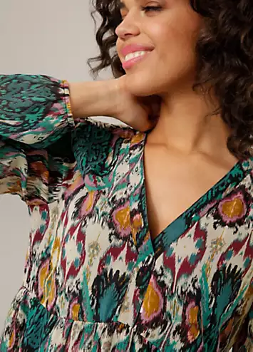 Aniston Ethnic Print V-Neck Tunic Dress | Grattan