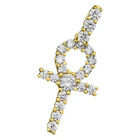 Ankh Tennis Cross CZ 10K Yellow Gold Pendant