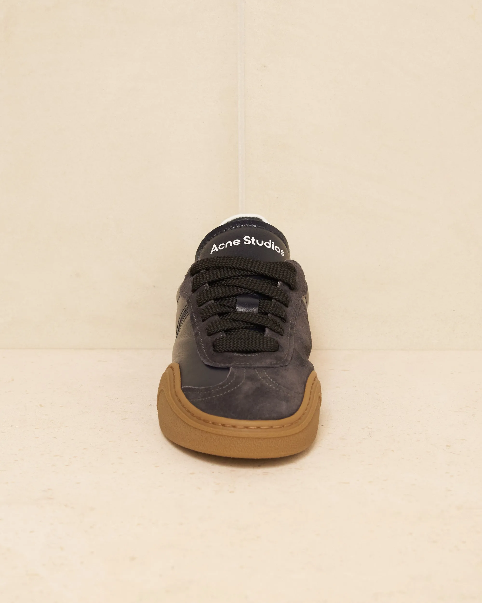 Anthracite Leather and Suede Sneakers