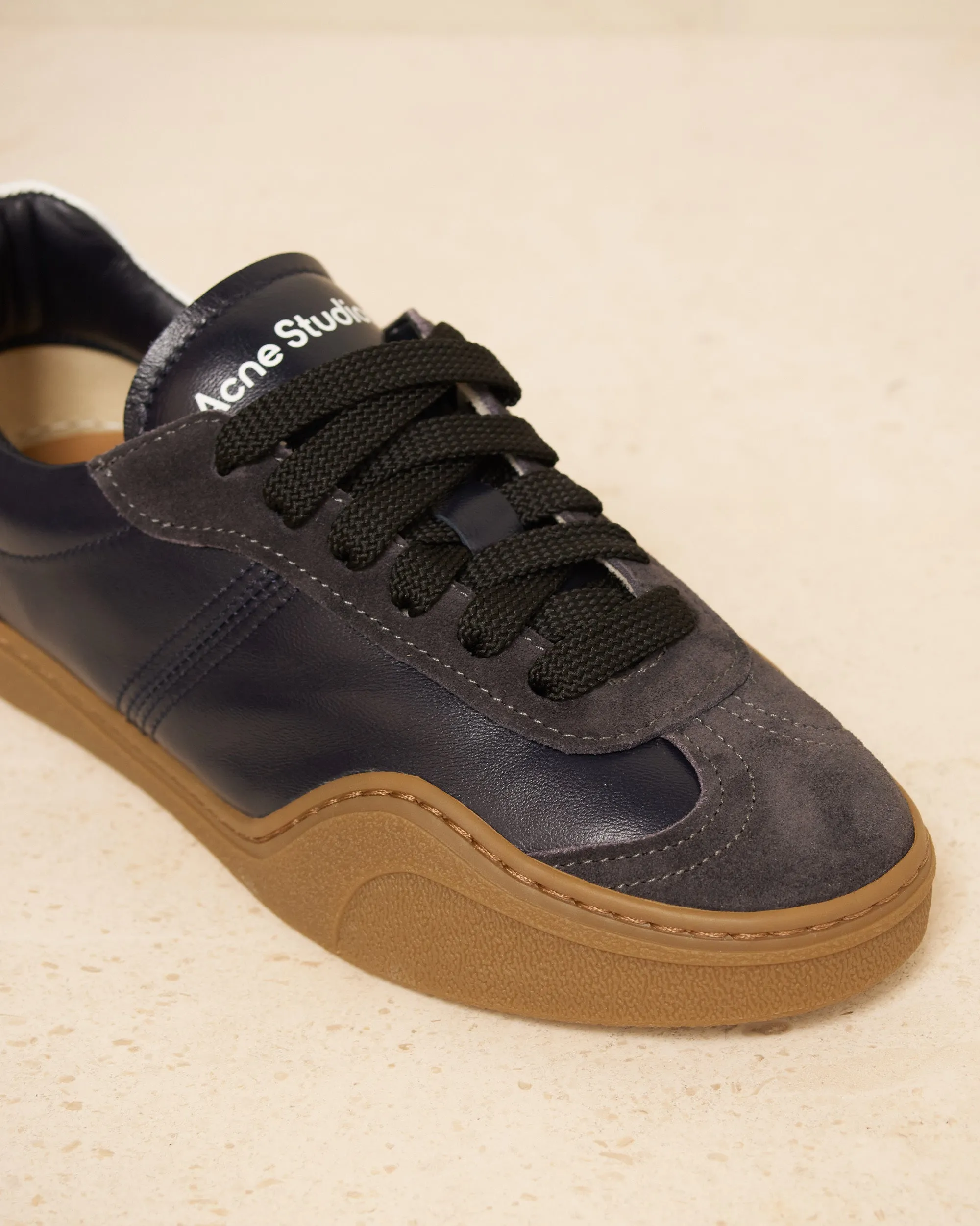 Anthracite Leather and Suede Sneakers