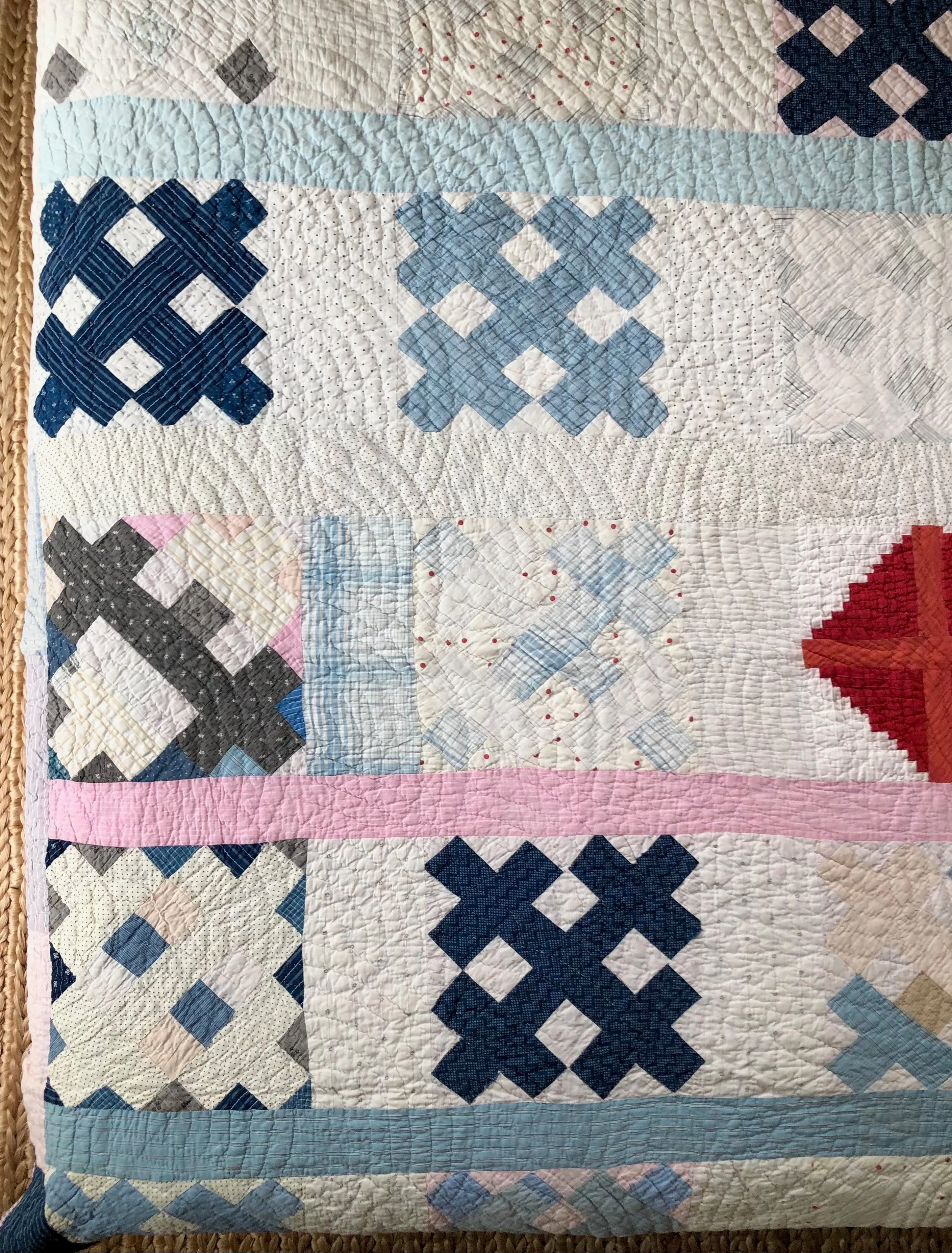 Antique 1900s Double T Quilt