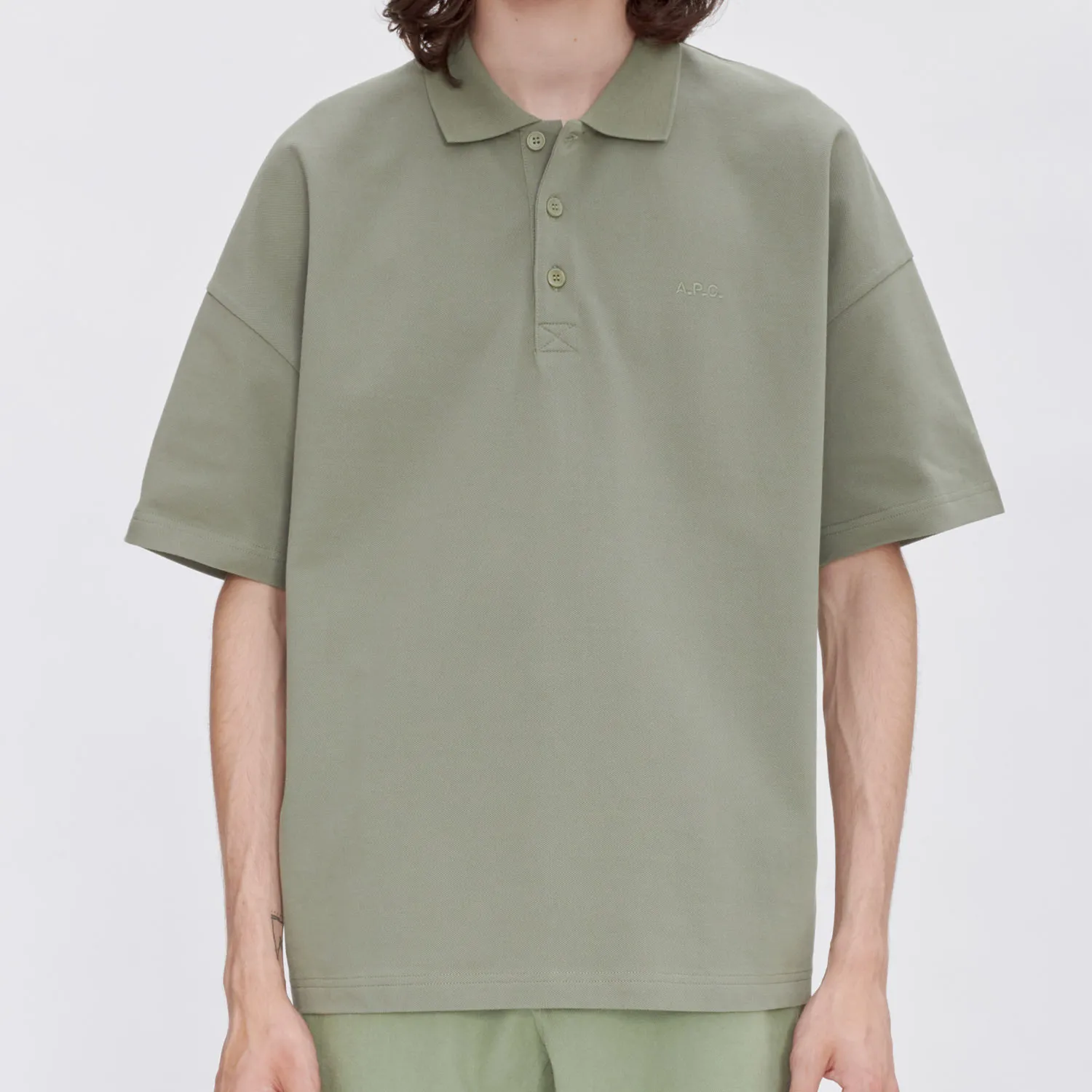 A.P.C. ANTOINE POLO SHIRT, Light Kaki 